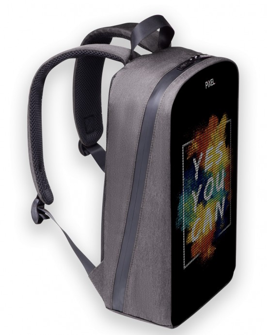 Рюкзак с LED-дисплеем PIXEL PLUS - SILVER (светло-серый)