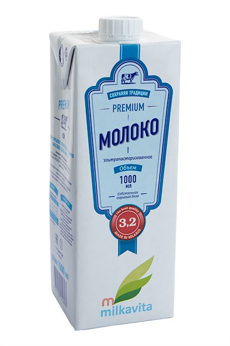 Молоко МИЛКАВИТА3,2% ГОСТ 0,97л/12шт (крышка)Беларусь