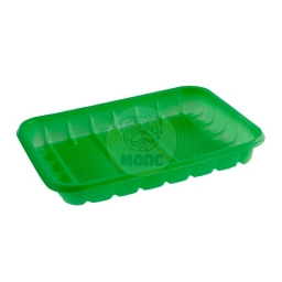 Лоток пластиковый одноразовый зеленый 0,5кг для фасовки и заморозки 50/44/2200