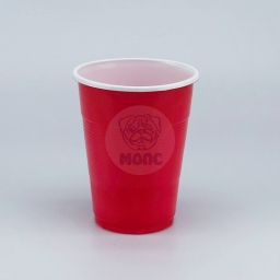 стаканчик одноразовый 200 мл двухслойный пластиковый Экстра красно-белый 80/30/2400