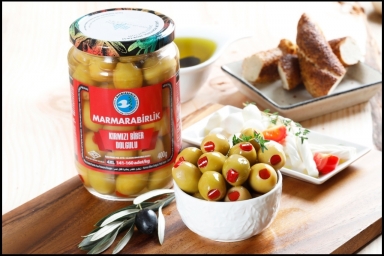 Оливки зеленые с красным сладким перцем MARMARABIRLIK BIBER 4X