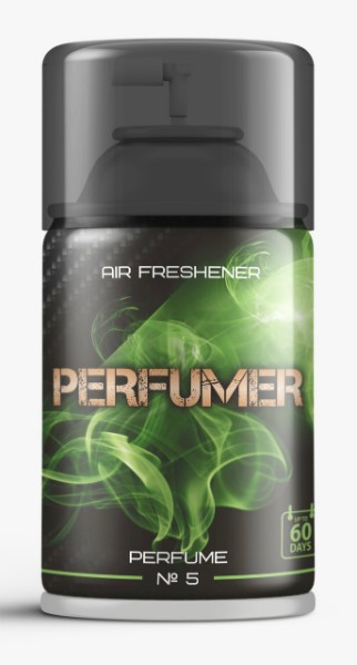 свежитель воздуха в аэрозольной упаковке: Аромат Perfume №5, древесные, цветочные , мускусные ароматы.