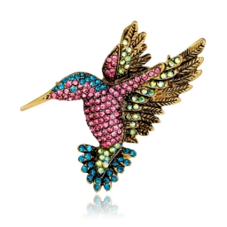 Брошь «Колибри», с разноцветными стразами, Fashion Jewellery