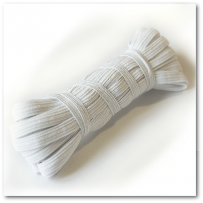 Тесьма эластичная плетеная 7 мм. Цвет белый