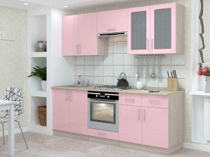 Кухонный гарнитур Гамма-3. Розовый глянец.