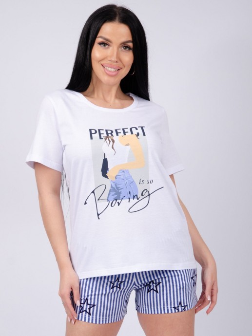 Пижама женская с шортами и футболкой Malina