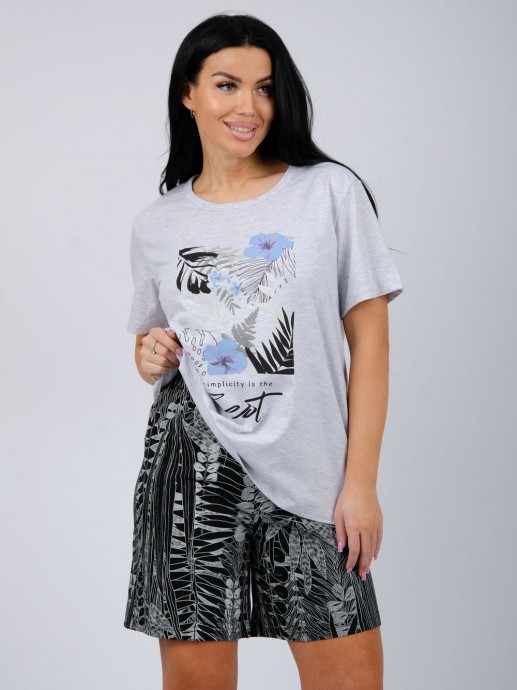 Пижама женская с шортами и футболкой Malina