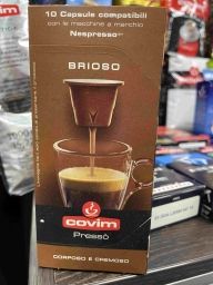 Кофе в капсулах COVIM NESPRESSO BRIOSO, 25% Арабика, 75% Робуста, упаковка 10 капсул